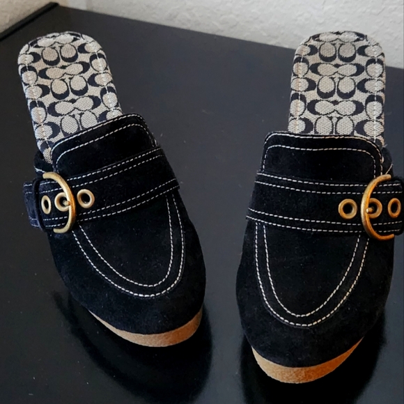 COACH Deirdre Black Clog Heeled sandals 6.5 - Picture 2 of 10